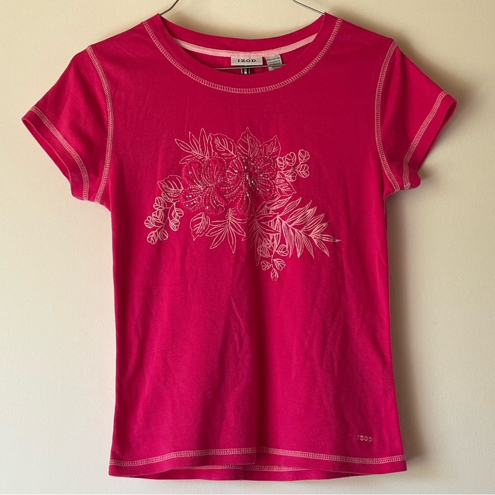 IZOD Pink Tropical Flower Shirt